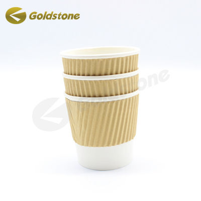Gorące napoje Kompatybilne kubki ze ścianami, Brown Kraft Ripple Cups